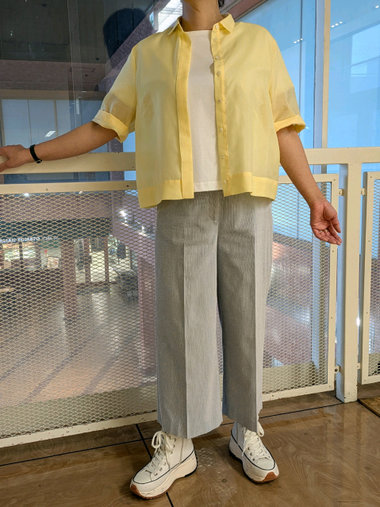 【美品ほぼ新品】 KEITH／キース 綿シルク Ｃ／Ｓローン半袖シャツブラウス 美品ほぼ新品】 KEITH／キース 綿シルク C／Sローン半袖シャツ